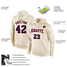 Load image into Gallery viewer, Custom Stitched Cream Navy Pinstripe Navy-Red Sports Pullover Sweatshirt Hoodie
