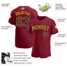 Load image into Gallery viewer, Custom Crimson Navy-Gold Authentic American Flag Fashion Baseball Jersey
