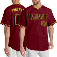 Load image into Gallery viewer, Custom Crimson Black-Gold Authentic Baseball Jersey
