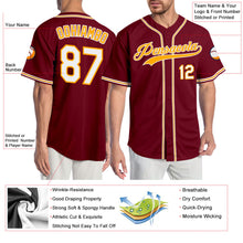 Load image into Gallery viewer, Custom Crimson White-Gold Authentic Baseball Jersey
