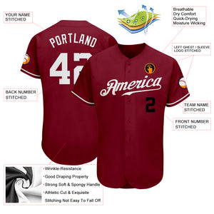 Custom Crimson White-Black Authentic Baseball Jersey