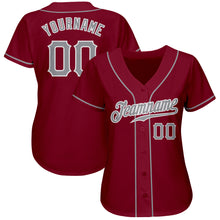 Load image into Gallery viewer, Custom Crimson Gray-White Authentic Baseball Jersey
