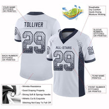 Load image into Gallery viewer, Custom White Navy-Gray Mesh Drift Fashion Football Jersey
