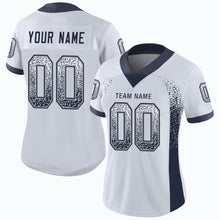 Load image into Gallery viewer, Custom White Navy-Gray Mesh Drift Fashion Football Jersey
