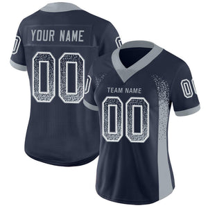 Custom Navy Light Gray-White Mesh Drift Fashion Football Jersey