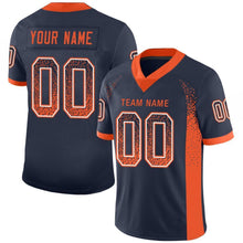 Load image into Gallery viewer, Custom Navy Orange-White Mesh Drift Fashion Football Jersey
