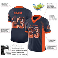 Load image into Gallery viewer, Custom Navy Orange-White Mesh Drift Fashion Football Jersey
