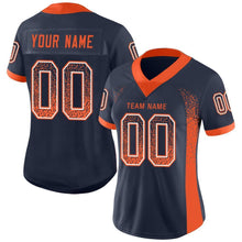 Load image into Gallery viewer, Custom Navy Orange-White Mesh Drift Fashion Football Jersey
