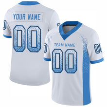 Load image into Gallery viewer, Custom White Powder Blue-Black Mesh Drift Fashion Football Jersey
