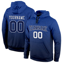Load image into Gallery viewer, Custom Stitched Royal Navy-White Fade Fashion Sports Pullover Sweatshirt Hoodie
