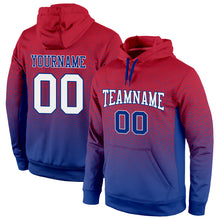 Load image into Gallery viewer, Custom Stitched Red White-Royal Fade Fashion Sports Pullover Sweatshirt Hoodie
