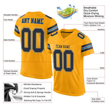 Load image into Gallery viewer, Custom Gold Navy-Powder Blue Mesh Authentic Football Jersey
