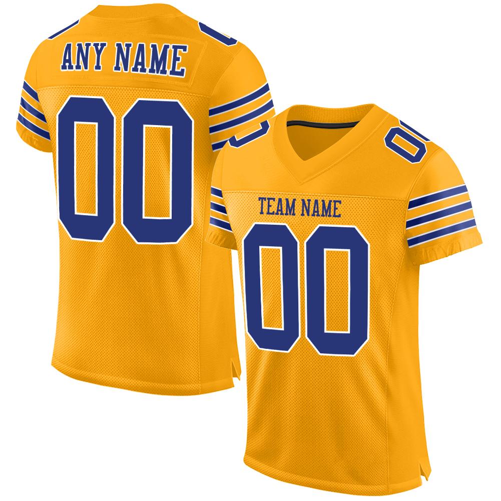 Custom Gold Royal-White Mesh Authentic Football Jersey