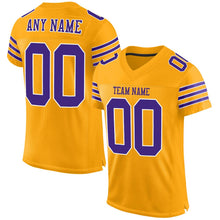 Load image into Gallery viewer, Custom Gold Purple-White Mesh Authentic Football Jersey
