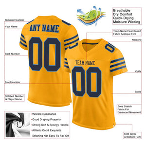 Custom Gold Navy-Powder Blue Mesh Authentic Football Jersey