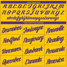 Load image into Gallery viewer, Custom Gold Purple Round Neck Suit Basketball Jersey - Fcustom
