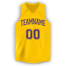 Load image into Gallery viewer, Custom Gold Purple V-Neck Basketball Jersey - Fcustom
