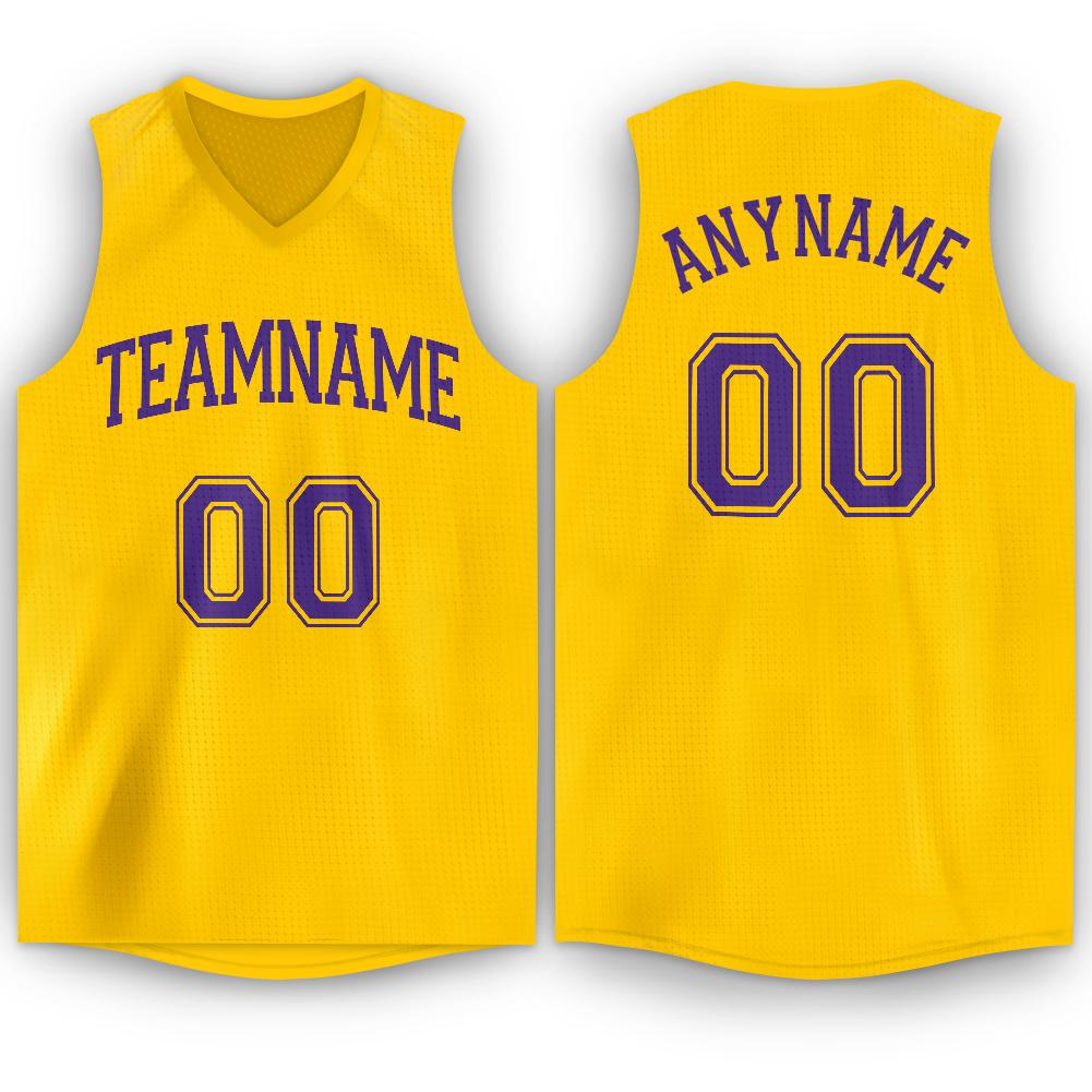 Custom Gold Purple V-Neck Basketball Jersey - Fcustom