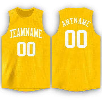 Custom Gold White Round Neck Basketball Jersey - Fcustom