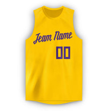 Load image into Gallery viewer, Custom Gold Purple Round Neck Basketball Jersey - Fcustom

