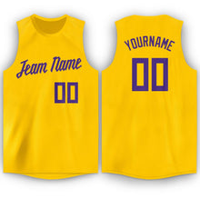 Load image into Gallery viewer, Custom Gold Purple Round Neck Basketball Jersey - Fcustom

