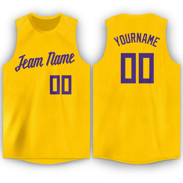 Custom Gold Purple Round Neck Basketball Jersey - Fcustom