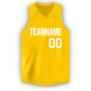 Custom Gold White V-Neck Basketball Jersey - Fcustom