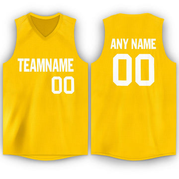 Custom Gold White V-Neck Basketball Jersey - Fcustom