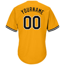 Load image into Gallery viewer, Custom Gold Black-White Authentic Throwback Rib-Knit Baseball Jersey Shirt
