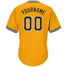 Load image into Gallery viewer, Custom Gold Black-White Authentic Throwback Rib-Knit Baseball Jersey Shirt
