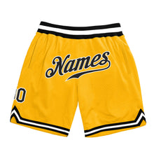 Load image into Gallery viewer, Custom Gold Black-White Authentic Throwback Basketball Shorts
