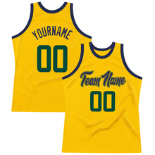 Load image into Gallery viewer, Custom Gold Hunter Green-Navy Authentic Throwback Basketball Jersey
