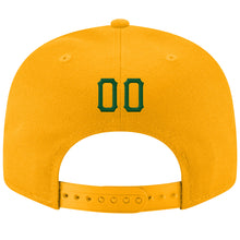 Load image into Gallery viewer, Custom Gold Green-White Stitched Adjustable Snapback Hat
