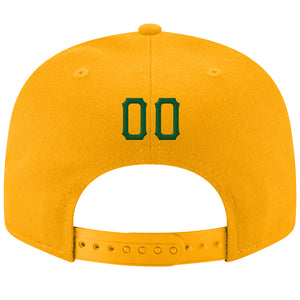 Custom Gold Green-White Stitched Adjustable Snapback Hat