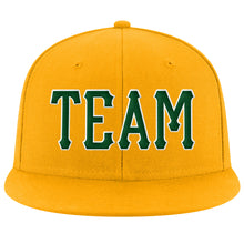 Load image into Gallery viewer, Custom Gold Green-White Stitched Adjustable Snapback Hat
