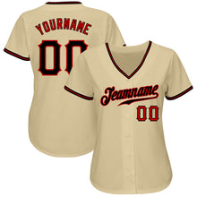 Load image into Gallery viewer, Custom Sand Black-Red Authentic Baseball Jersey
