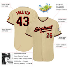 Load image into Gallery viewer, Custom Sand Black-Red Authentic Baseball Jersey
