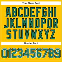 Load image into Gallery viewer, Custom Yellow Black Pinstripe Kelly Green-White Authentic Baseball Jersey
