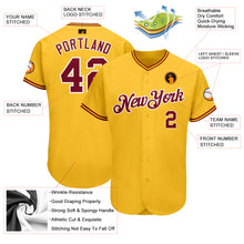 Load image into Gallery viewer, Custom Gold Navy-Light Blue Authentic Baseball Jersey
