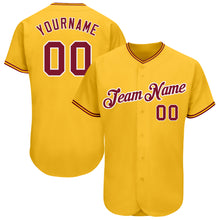 Load image into Gallery viewer, Custom Gold Navy-Light Blue Authentic Baseball Jersey

