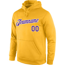 Load image into Gallery viewer, Custom Stitched Gold Purple-White Sports Pullover Sweatshirt Hoodie
