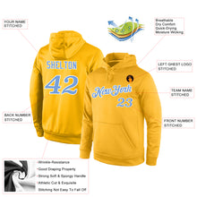 Load image into Gallery viewer, Custom Stitched Gold Light Blue-White Sports Pullover Sweatshirt Hoodie
