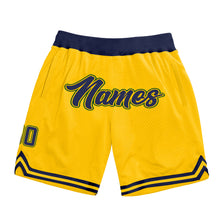 Load image into Gallery viewer, Custom Gold Navy-Hunter Green Authentic Throwback Basketball Shorts
