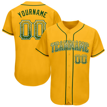 Custom Gold Green-White Authentic Drift Fashion Baseball Jersey