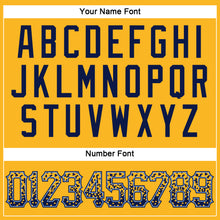 Load image into Gallery viewer, Custom Gold Navy-Light Blue Authentic Drift Fashion Baseball Jersey
