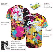 Load image into Gallery viewer, Custom Graffiti Bright Psychedelic Pattern White-Light Blue 3D Authentic Baseball Jersey
