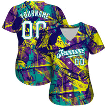 Load image into Gallery viewer, Custom Graffiti Abstract Urban Pattern White-Teal 3D Authentic Baseball Jersey
