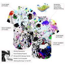 Load image into Gallery viewer, Custom Splashes Graffiti Pattern White-Light Blue 3D Authentic Baseball Jersey
