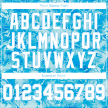 Load image into Gallery viewer, Custom Scratch Graffiti Pattern White-Light Blue 3D Authentic Baseball Jersey
