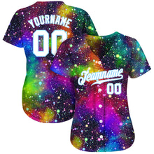 Load image into Gallery viewer, Custom Galactic White-Light Blue 3D Authentic Baseball Jersey
